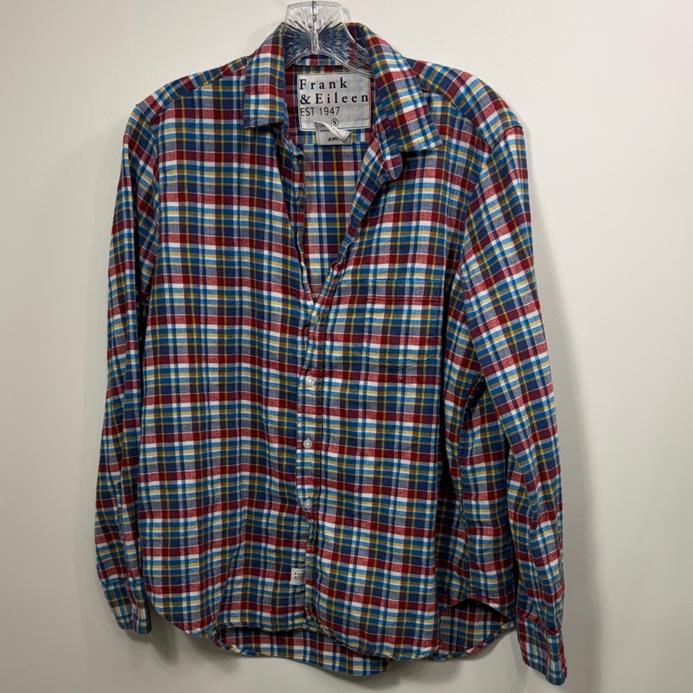 Frank & Eileen Eileen Plaid blue red  long sleeve top size small